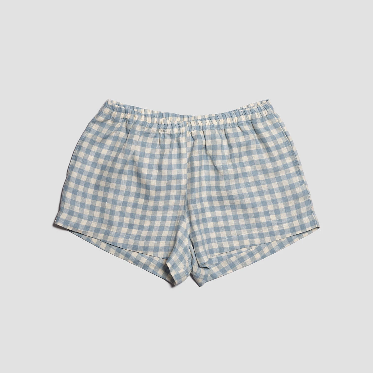 Warm Blue Gingham Linen Pajama Shorts 4 Warm Blue Gingham Linen Pajama Shorts - Image 2