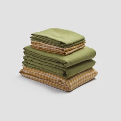 Honey Gingham Linen Bundle -Piglet PigletinBed LinenBedtimeBundle HoneyGingham Mix Match V2 BotanicalGreen greyBG
