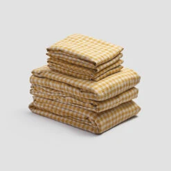 Honey Gingham Linen Bundle -Piglet PigletinBed LinenBedtimeBundle HoneyGingham monocolour greyBG