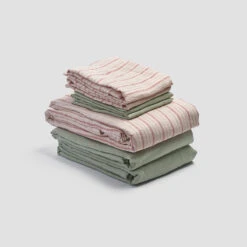 Mineral Red Ticking Stripe Linen Bundle -Piglet PigletinBed LinenBedtimeBundleV3 MineralRedTickingStripe 1 greyBG 1