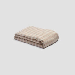 Cafe Au Lait Check Stripe Linen Bundle -Piglet PigletinBed LinenDuvetCover CafeauLaitCheckStripe 1 greyBG 1
