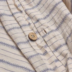 Dusk Blue Ticking Stripe Linen Duvet Cover -Piglet PigletinBed LinenDuvetCover DuskBlueTickingStripe 2 greyBG 1