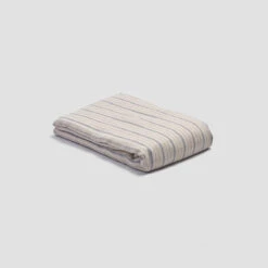 Dusk Blue Ticking Stripe Linen Flat Sheet -Piglet PigletinBed LinenFlatSheet DuskBlueTickingStripe 1 greyBG 9d7bda82 7697 4834 bba5 f8d3fad7c498