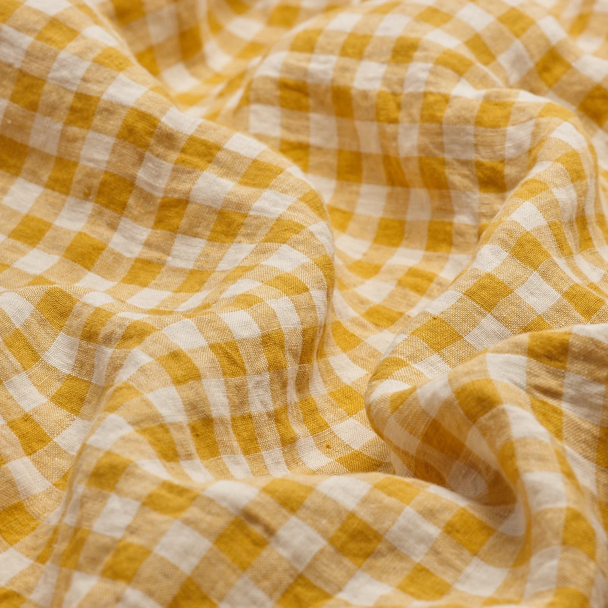 Honey Gingham Linen Flat Sheet 4 Honey Gingham Linen Flat Sheet - Image 2