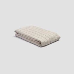 Pear Ticking Stripe Linen Flat Sheet -Piglet PigletinBed LinenFlatSheet PearTickingStripe 1 greyBG b17cf060 d105 4ecb 98fd fdd85b0a19c8