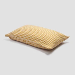 Honey Gingham Linen Pillowcase (Pair) -Piglet PigletinBed LinenPillowcase HoneyGingham greyBG