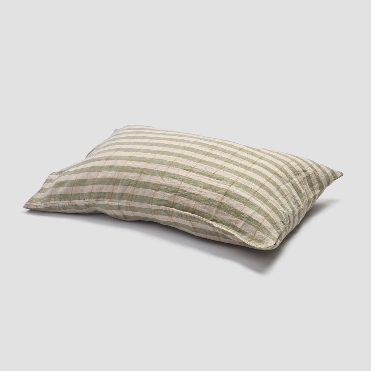 Pear Check Stripe Linen Pillowcases (Pair) 4 Pear Check Stripe Linen Pillowcases (Pair) - Image 2