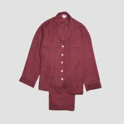 Cherry Linen Pajama Set 15 Cherry Linen Pajama Set -Piglet PigletinBed LinenPyjamaWomensTrouserSetCherry 1 GreyBG