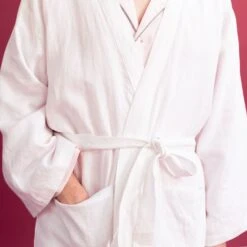 White Linen Robe -Piglet PigletinBed LinenRobe White 6