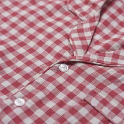 Men's Mineral Red Gingham Pajama Set -Piglet PigletinBed Men sLinenPyjamaShirt MineralRedGingham 3 greyBG
