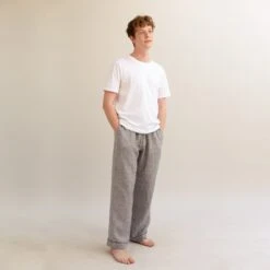 Men's Gray Linen Pajama Pants