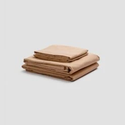 Cafe Au Lait Washed Cotton Percale Sheet Set -Piglet PigletinBed WashedCotton BasicBundle CafeauLait 1 greyBG