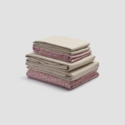 Red Dune Meadow Floral Printed Cotton Bundle -Piglet PigletinBed WashedCottonBedtimeBundle RedDuneMeadowFloral Mix Match V2 Parchment greyBG