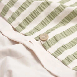 Pear Seersucker Stripe Cotton Duvet Cover 10 Pear Seersucker Stripe Cotton Duvet Cover -Piglet PigletinBed WashedCottonDuvetCover PearSeersuckerStripe 4 greyBG f7700da5 a475 4ceb 9459 48ab273a112b 1