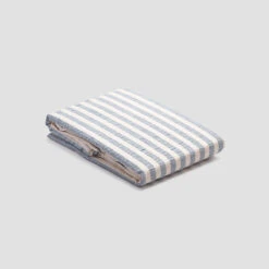 Warm Blue Seersucker Stripe Cotton Bundle 15 Warm Blue Seersucker Stripe Cotton Bundle -Piglet PigletinBed WashedCottonDuvetCover WarmBlueSeersuckerStripe 1 greyBG 1