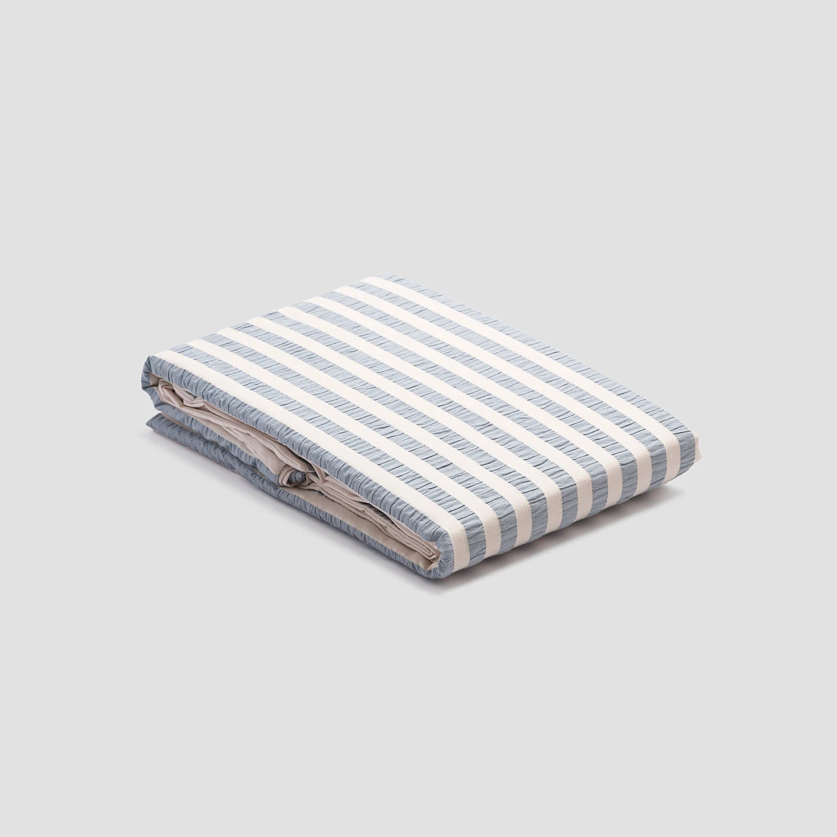 Warm Blue Seersucker Stripe Cotton Duvet Cover 4 Warm Blue Seersucker Stripe Cotton Duvet Cover - Image 2