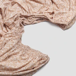 Butterscotch Meadow Floral Printed Cotton Sheet Set -Piglet PigletinBed WashedCottonFittedSheet ButterscotchMeadowFloral 2 greyBG 1