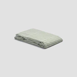 Pear Small Gingham Cotton Sheet Set -Piglet PigletinBed WashedCottonFittedSheet PearGingham 1 greyBG cae98b28 50bb 49ff 86c5 b5220f6def41 1