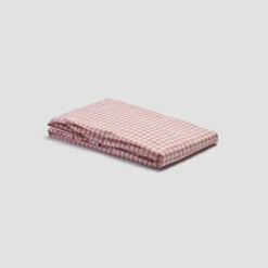 Red Dune Small Gingham Cotton Percale Bundle -Piglet PigletinBed WashedCottonFittedSheet RedDuneGingham 1 greyBG 1