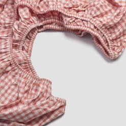 Red Dune Small Gingham Cotton Percale Bundle -Piglet PigletinBed WashedCottonFittedSheet RedDuneGingham 2 greyBG