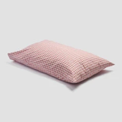 Red Dune Small Gingham Cotton Pillowcase (Pair) -Piglet PigletinBed WashedCottonPillowcase RedDuneGingham greyBG bf70bf4c afa9 4bd1 8603 3cb14ace98ff 1