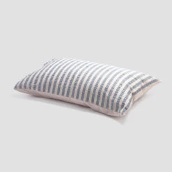 Warm Blue Seersucker Stripe Cotton Pillowcases (Pair) -Piglet PigletinBed WashedCottonPillowcase WarmBlueSeersuckerStripe greyBG fa34f1c4 af39 4ebc a1d3 b0127a568f37