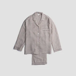 Mushroom Gingham Pajama Set -Piglet PigletinBed Women sLinenPyjamaTrouserSet MushroomGingham 1 greyBG 1