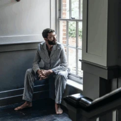 Men's Midnight Stripe Linen Pajama Shirt (Top Only) -Piglet Screen Shot 2019 10 18 at 13.02.18 059a2d94 af5e 4760 9e19 c35ace40dd68