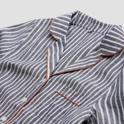 Men's Midnight Stripe Linen Pajama Shirt (Top Only) -Piglet Striped Top 2a d8099a5d f155 4bd9 ac0a 2b4a035dbf3b